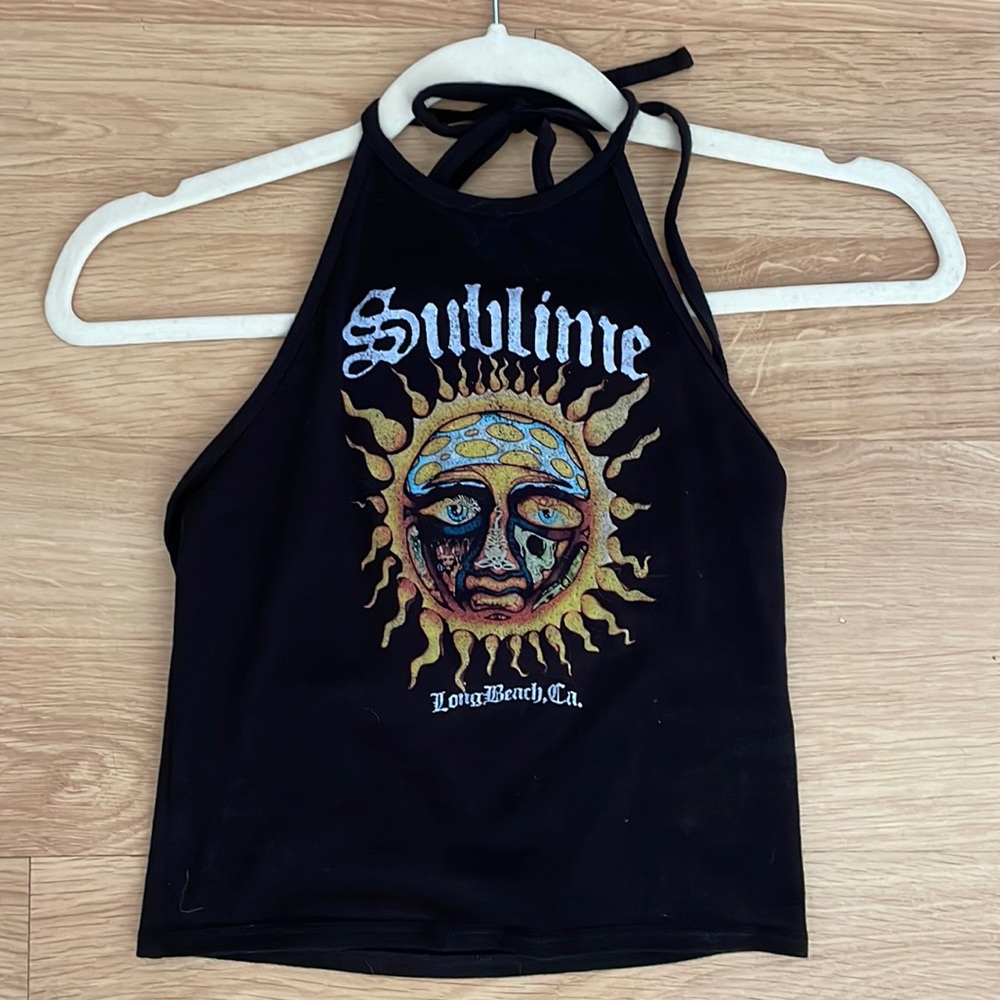Black, backless sublime halter top. Barely worn